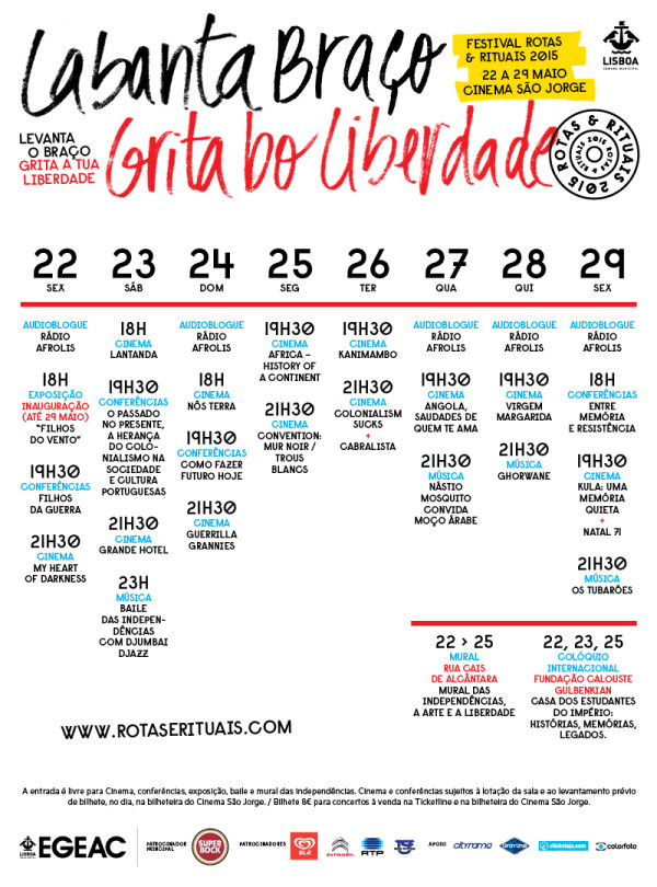 Programa do Festival Rotas Rituais - 2015 Labanta Braço Gritá Bô Liberdade